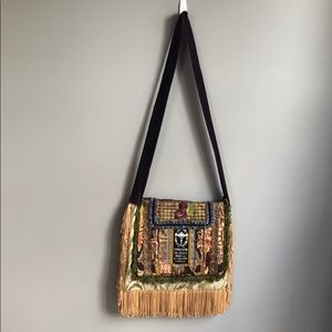 Boho hobo bag velvet fringe purse